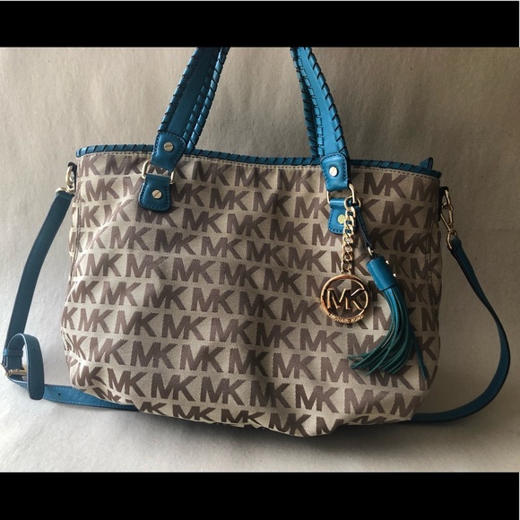 Michael Kors satchel/handbag brown and blue - Picture 1 of 8